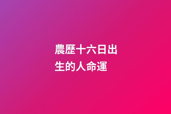 農歷十六日出生的人命運 (農歷十六出生的人性格和命運)-第1張-觀點-玄機派